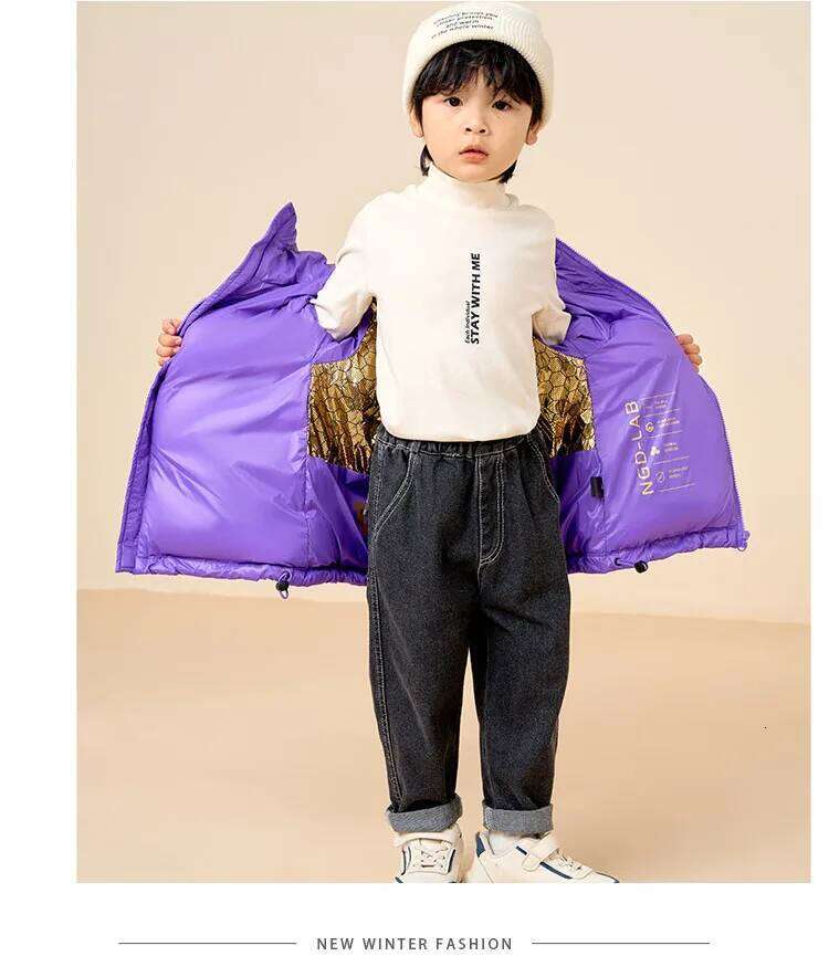 Children's Feather Winter New Parent-Child Clothing Duck Down Silk Boys And Girls Children Thickened Jacket