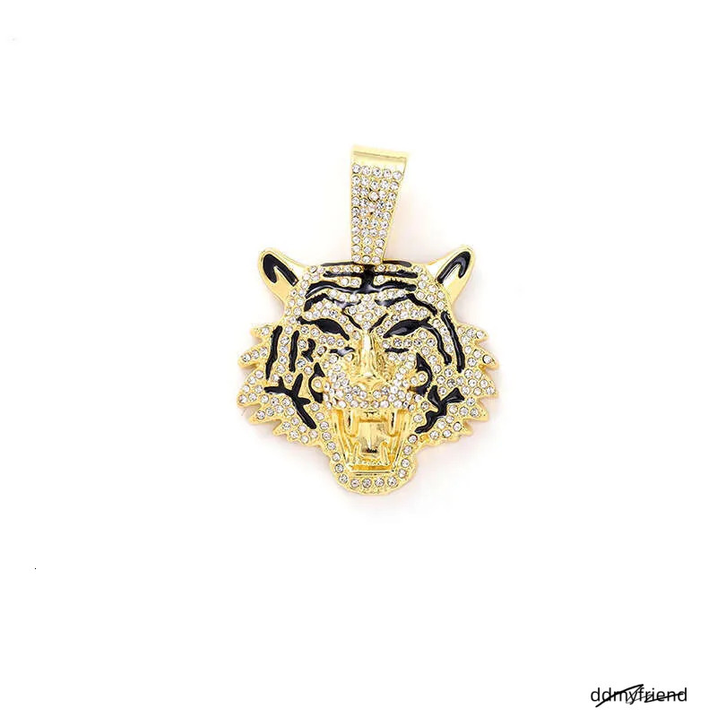 Men's Hip-Hop Tiger Pendant Necklace: Alloy Cuban Chain With 3D Full Dia Style Ddmyfriend