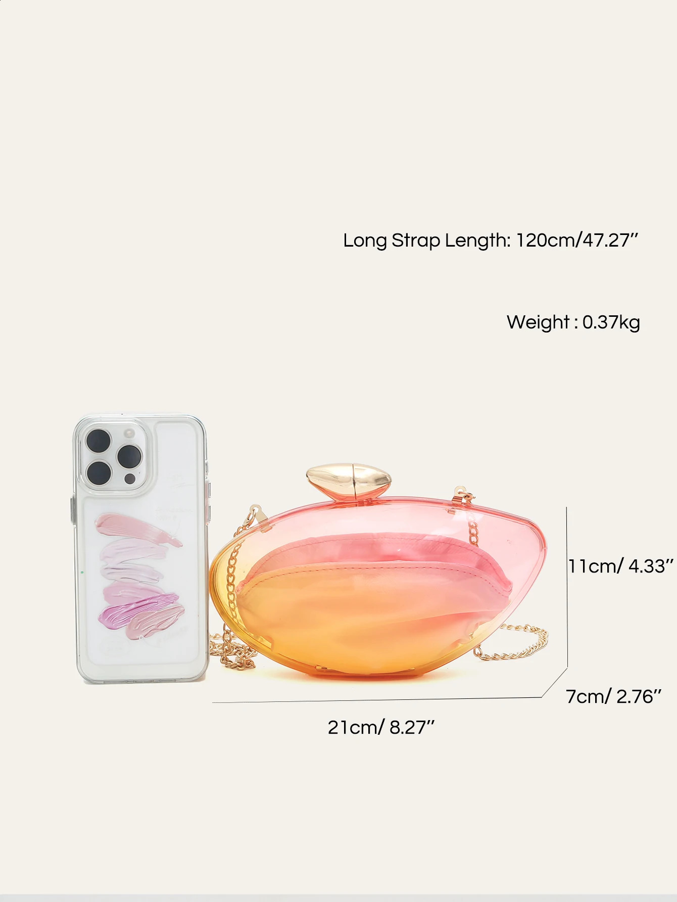 Niche Transparent Acrylic Clutch Handbag Womens Fashionable Gradient Color Evening Bag Gold Metal Chain Crossbody 251023