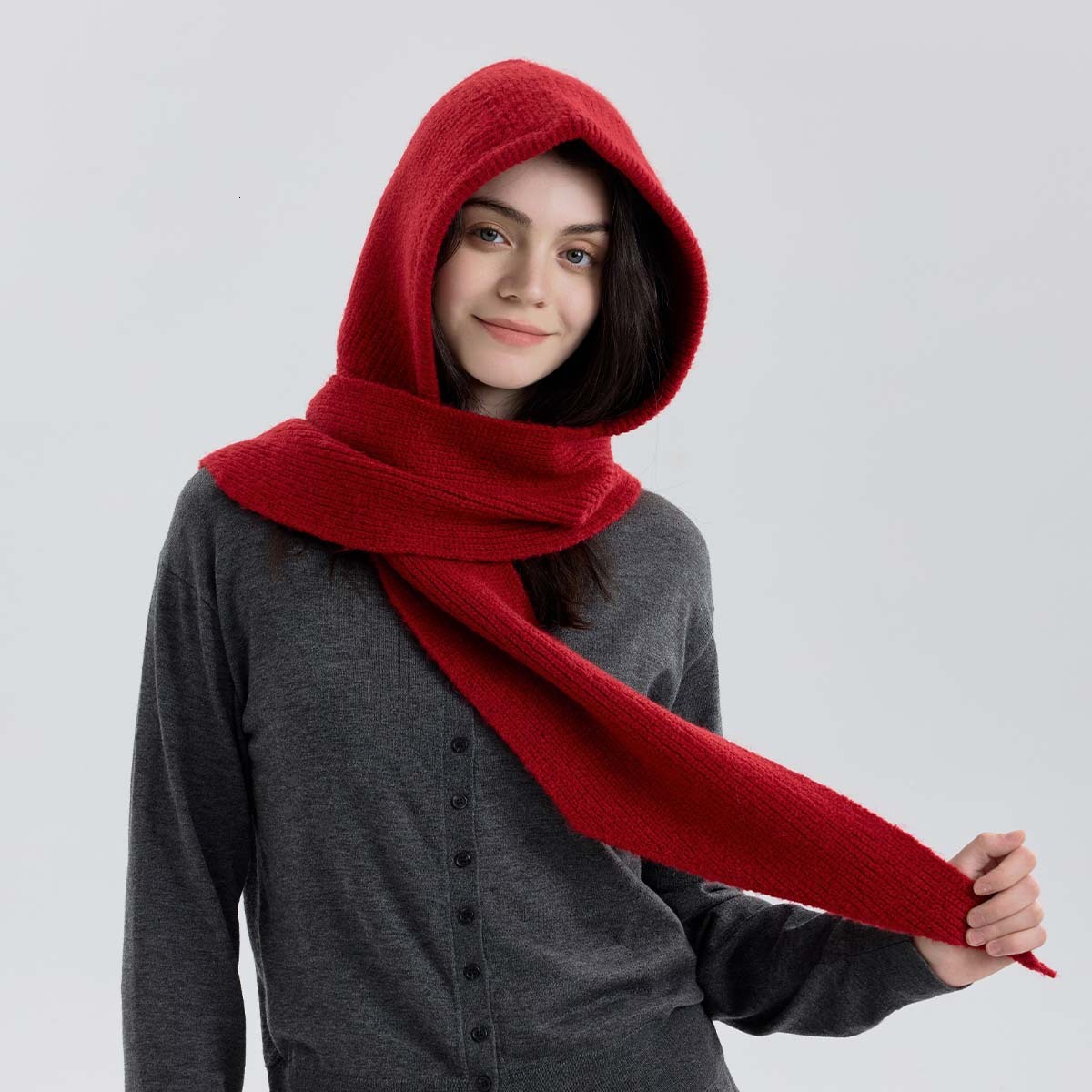 New Pullover One-piece Warm Knitted Wool Neck Warmer Autumn Winter Hooded Scarf for Women Outerwear