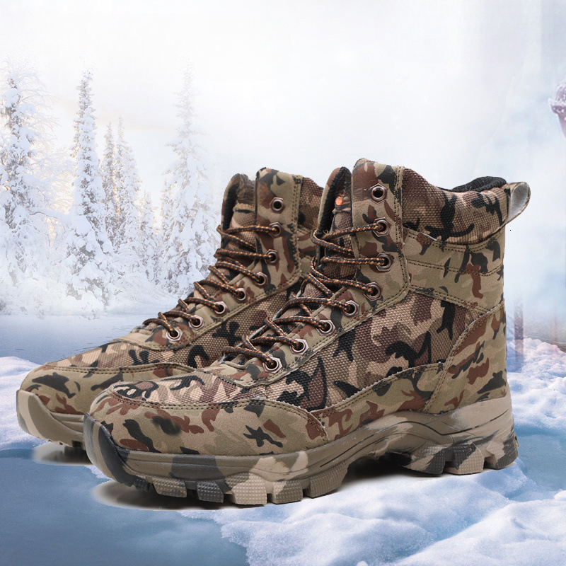 Winter Extra Thick Camouflage Combat Boots Cold Proof Degrees Cotton Shoes Thickened Wool Snow Boots Men s Outdoor Work Shoes