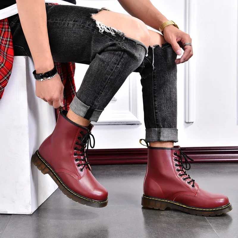 Genuine Leather Boots for Women Ankle Boots Hight Trendy Quality Men Leather Boots Thick Sole Motorcycle Shoes 2025 New W251024