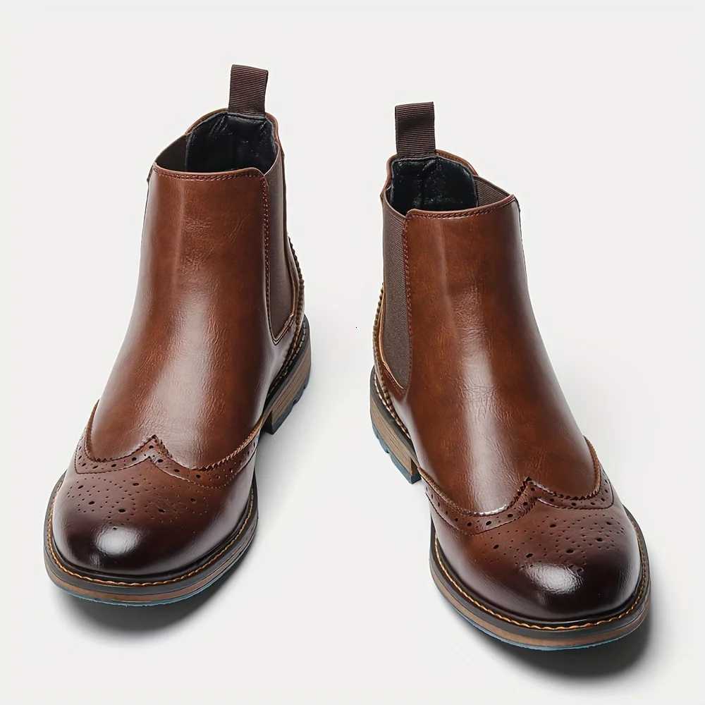 Fashion Brogue Chelsea Men Boots Classical American Style Leather Boots W251024