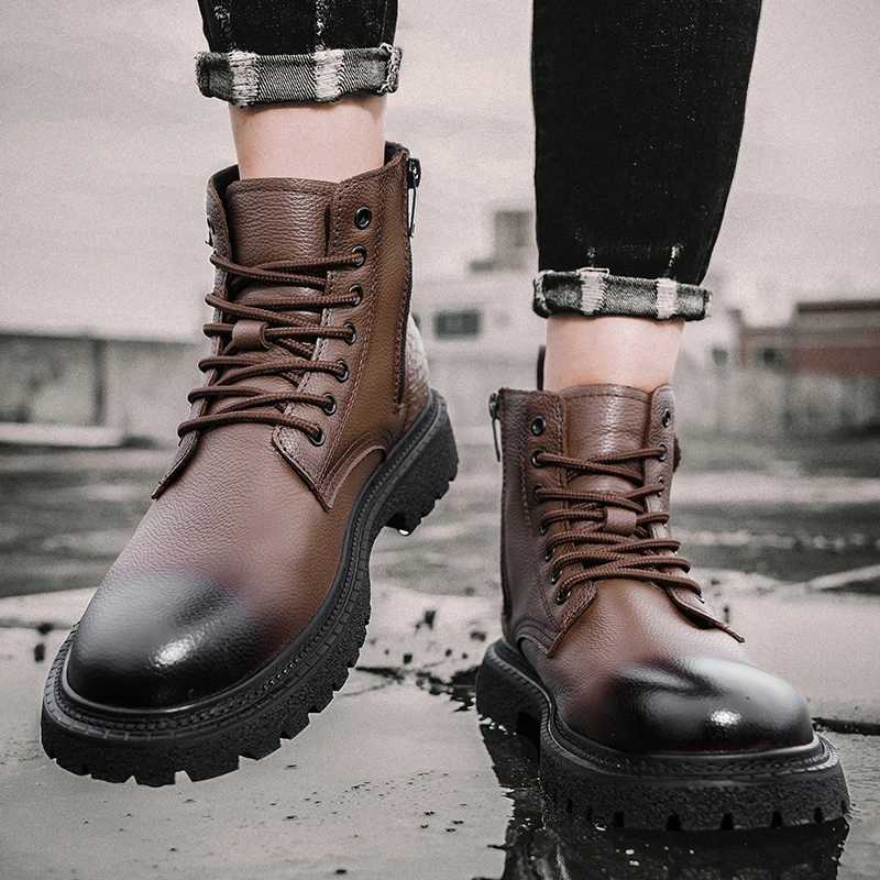 Thermal Boots for Men Winter Shoes Thick Warm Lining AntiSkid Sole Mens Casual Ankle Boots High Top Lace Up Snow Boots W251024