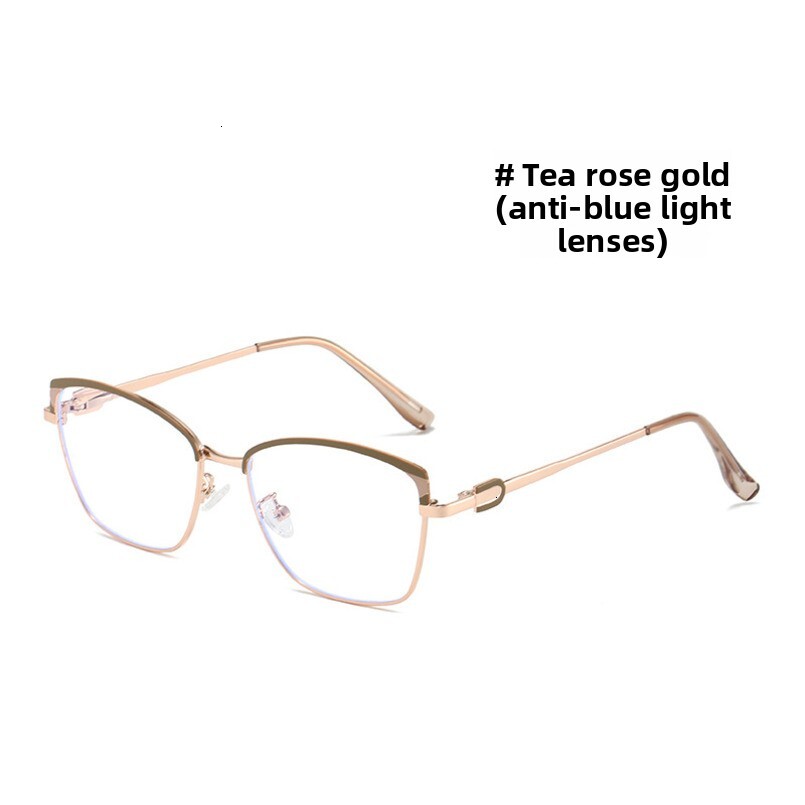 New Simple Fashion Cat Eye Frame Anti-Blue Light Plain Glasses Versatile Street Style Trend