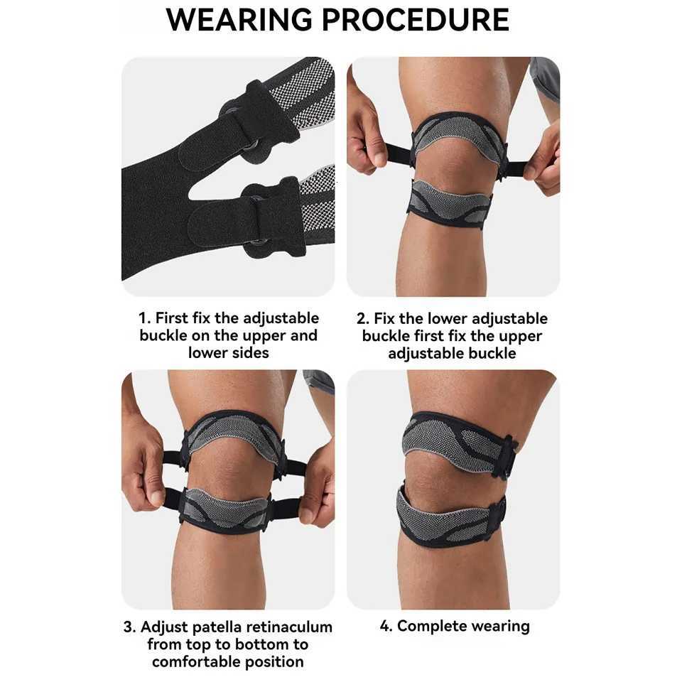 GTUBIKE 1PCS Upgraded With Double Patella Straps Anti Slip Silicone Sports Knee Pads That Are Adjustable StableShockAbsorbingW251024