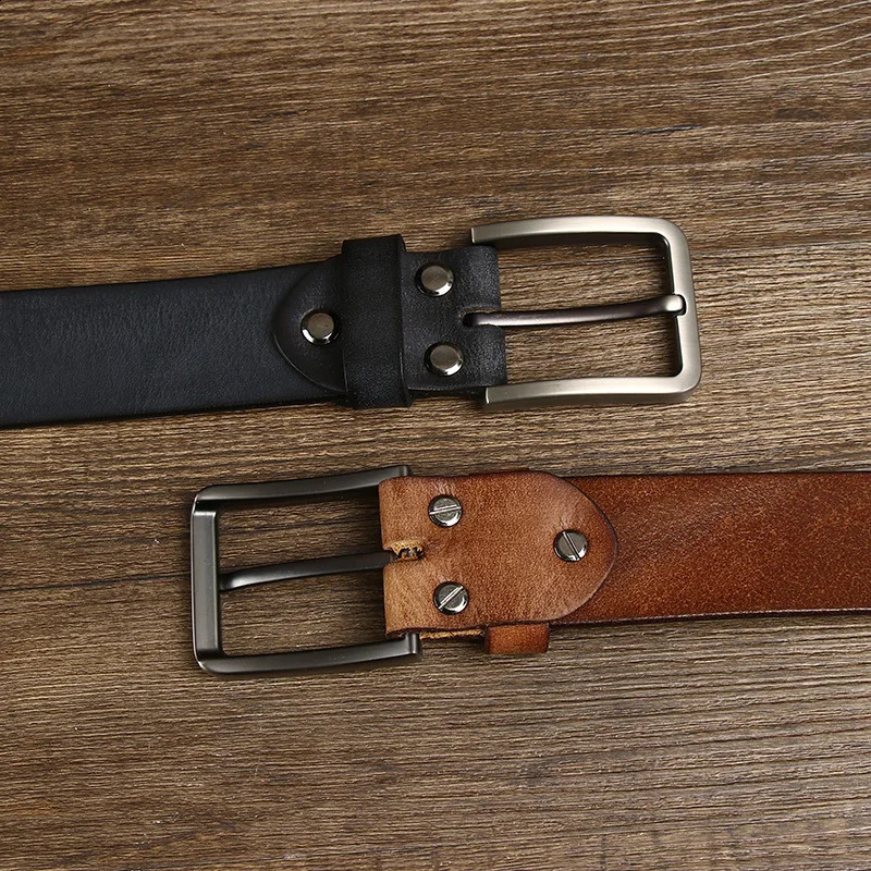 38CM Genuine Leather For Mens High Quality Buckle Jeans Cowskin Casual Belts Business Cowboy Waistband Male Fashion 251013