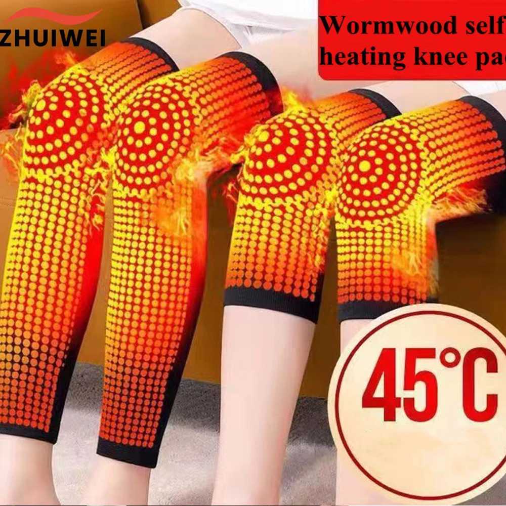 2PCS Wormwood Self Heating Knee Sleeve Warmer Knee Pad Women Men Older Arthritis Joint Pain Relief Tendonitis Injury RecoveryW251024
