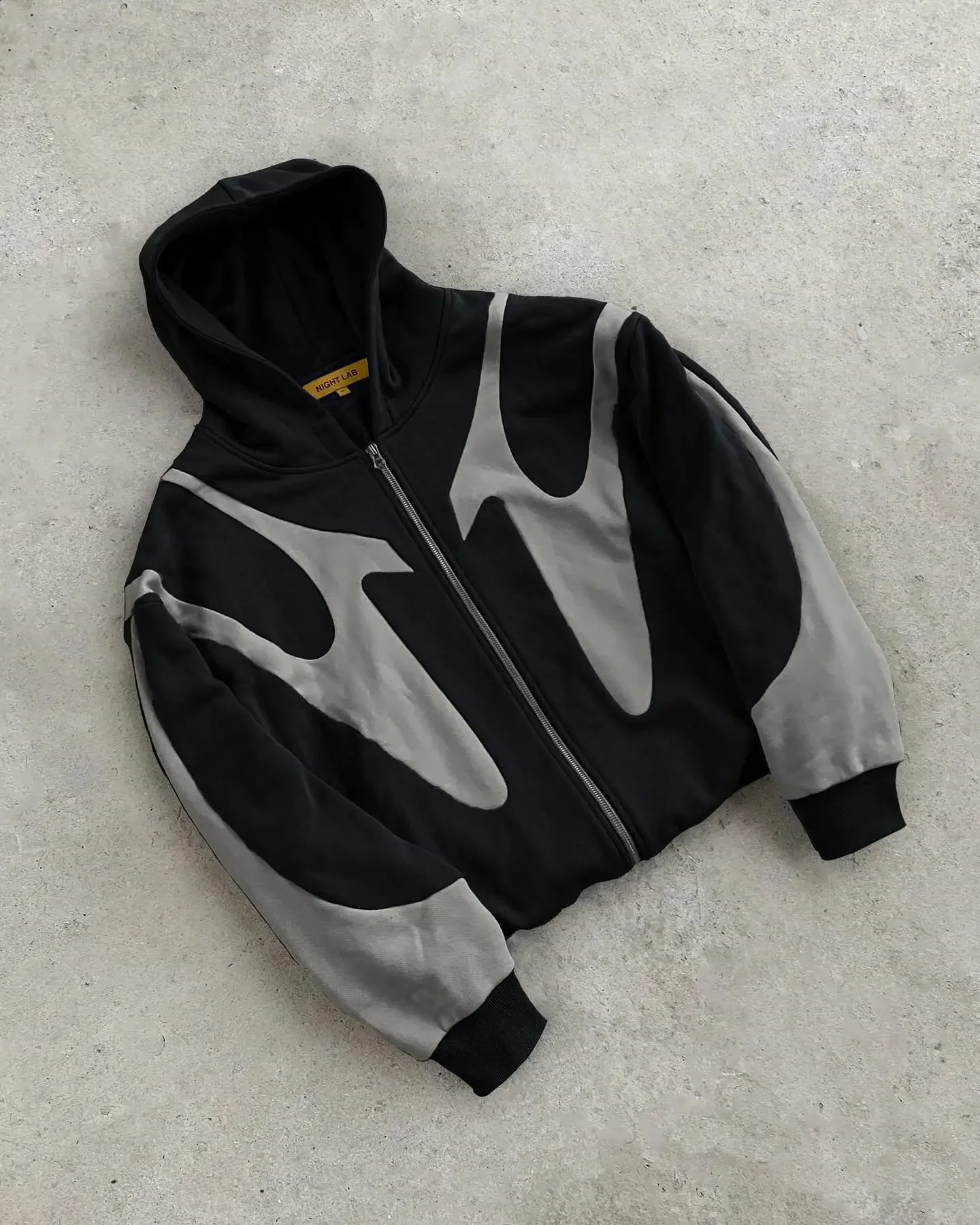 Y2k Vintage Gothic Geometric Pattern Patchwork Zipper Hoodie Men Casual Sportswear Retro Oversized Loose Warm Sweatshirt 251018