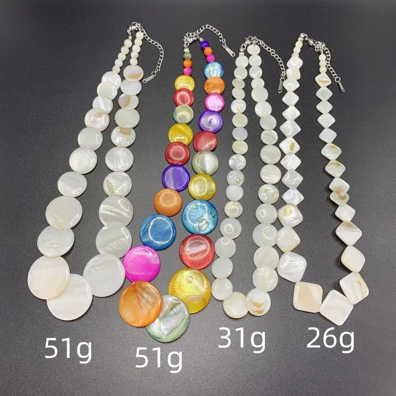Vintage Natural Shell Choker Round Necklace for Women Girls Bohemia Summer Travel Handmade Holiday Jewelry Accessories 251016