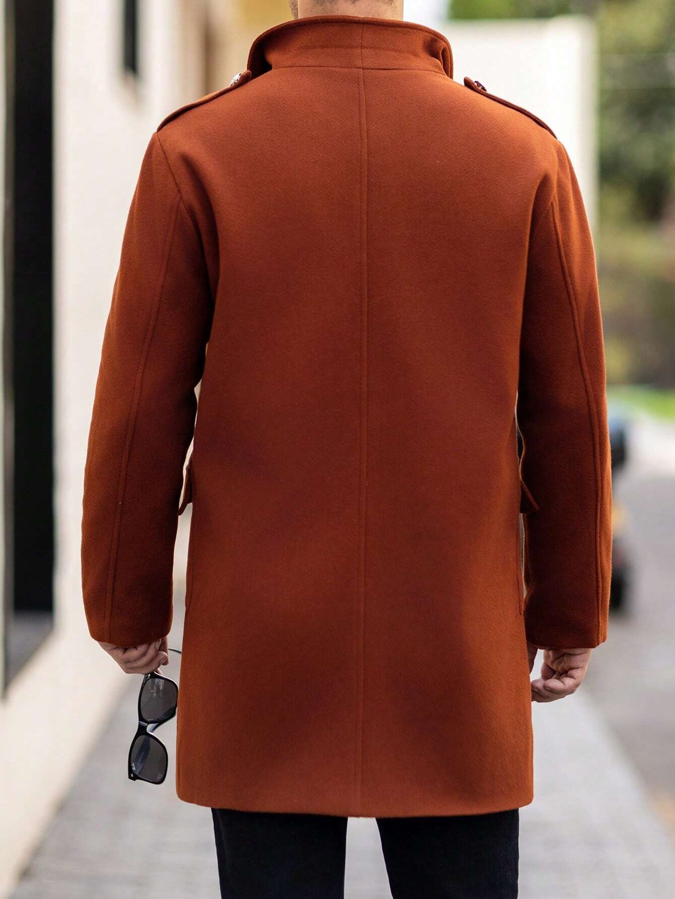 Formal Mens Mid Length Coat Double Breasted Business Classic Fit One Piece Customized Jacket Windproof