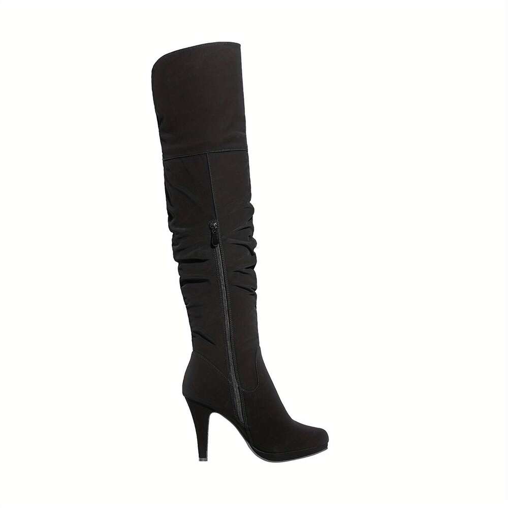 Women's Black Thigh High Chunky Heel Platform Over The Knee Boots Size 9.5 M US Sarah-Hi