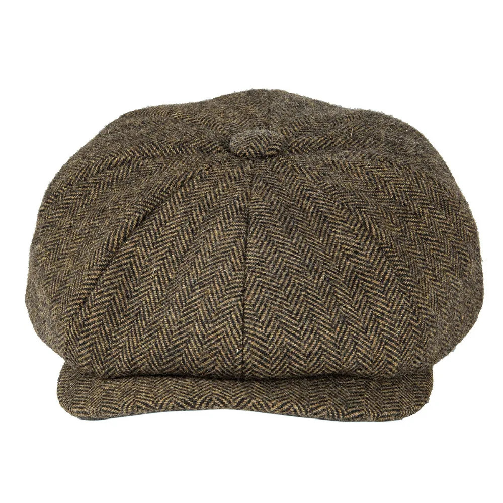 BOTVELA Wool Tweed sboy Cap Herringbone Men British Gatsby Retro Hat Driver Flat Cap for Male Vintage Herringbone Beret 251021