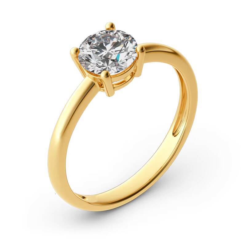 Classics Ring 10K14K18K Gold Round Cut Solitaire Ring Moissanite Diamond Women Luxury Wedding Rings