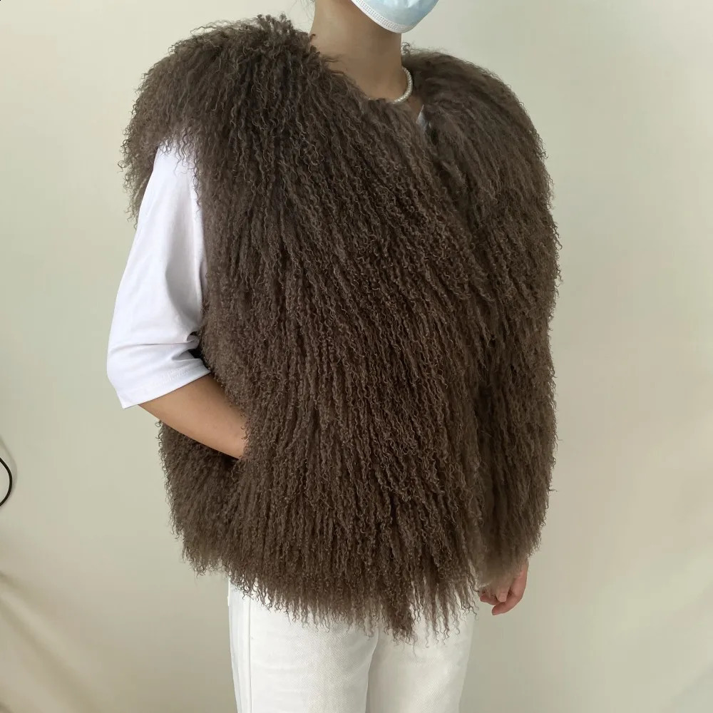 Womens ious Fluffy Warm Mongolian Sheepskin Short Vest Coat Spring Autumn Sexy Wool Outerwear Collection 251018