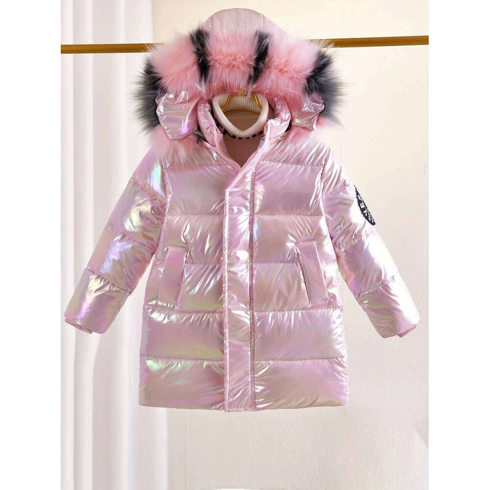 Children Down Jacket Girls Fur Collar Hooded Thick Keep Warm Long Outerwear Teen Waterproof Coat Kids Clothes Parka 5-14Y
