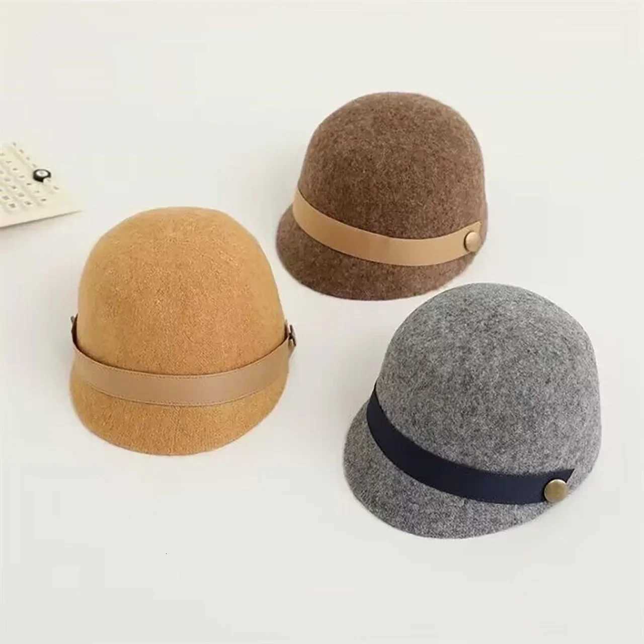 Winter Warm Baby Equestrian Hat Vintage Baby Boy Girl Wool Caps Cute Toddler Short Brim Duck Tongue CapL251024