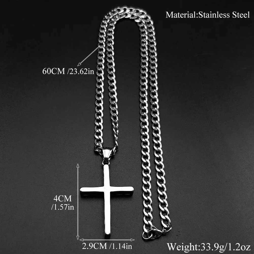 HNSP 316L Stainl Steel 3D Cross Pendant Chain Necklace For Men Religious Jewelry AccoriesXJ251024