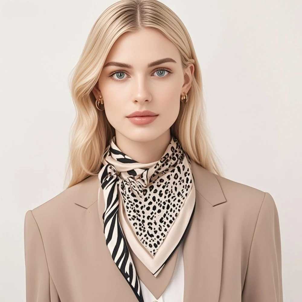 Ninegrid Leopard Print Scarf Men Wen Autumn Winter Imitation Silk Scarf Clothes Bags Accories Scarfs Shl scarf Y251024