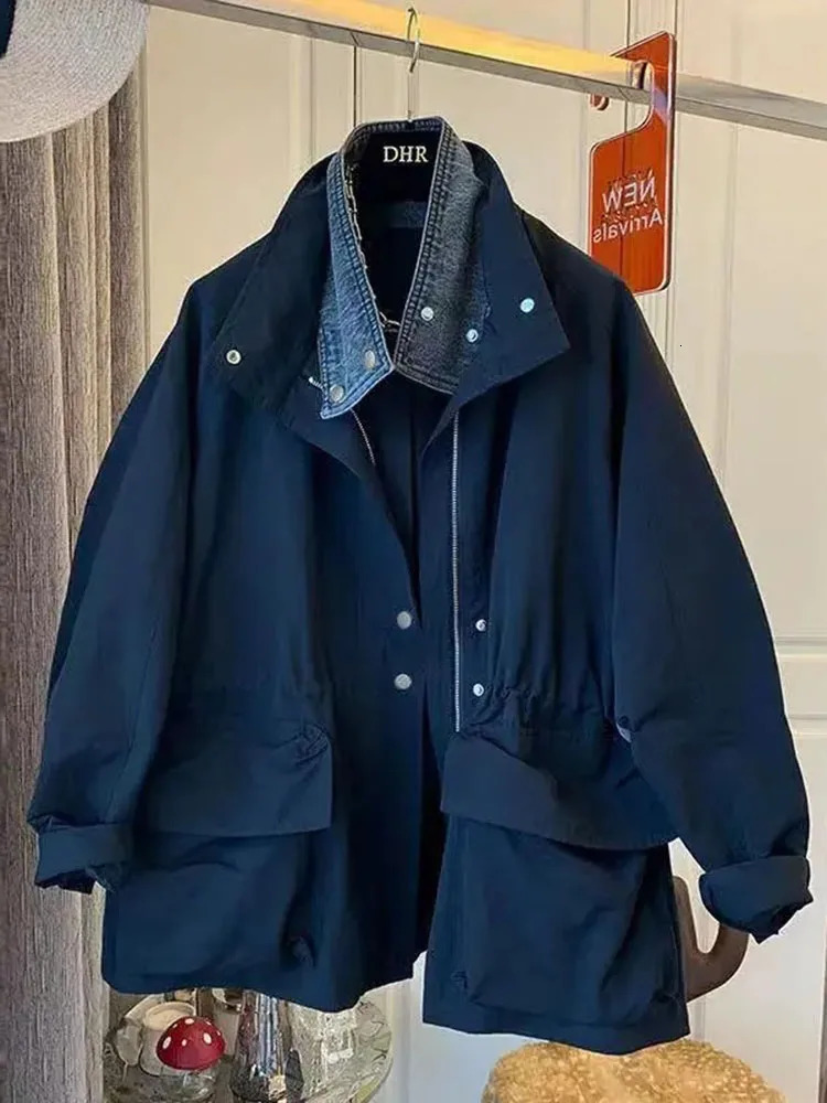 Spring Autumn TwoPiece Spliced Outwear Womens Casual Joker Longsleeved Jacket Workwear Long Trench Coat The Win 251021