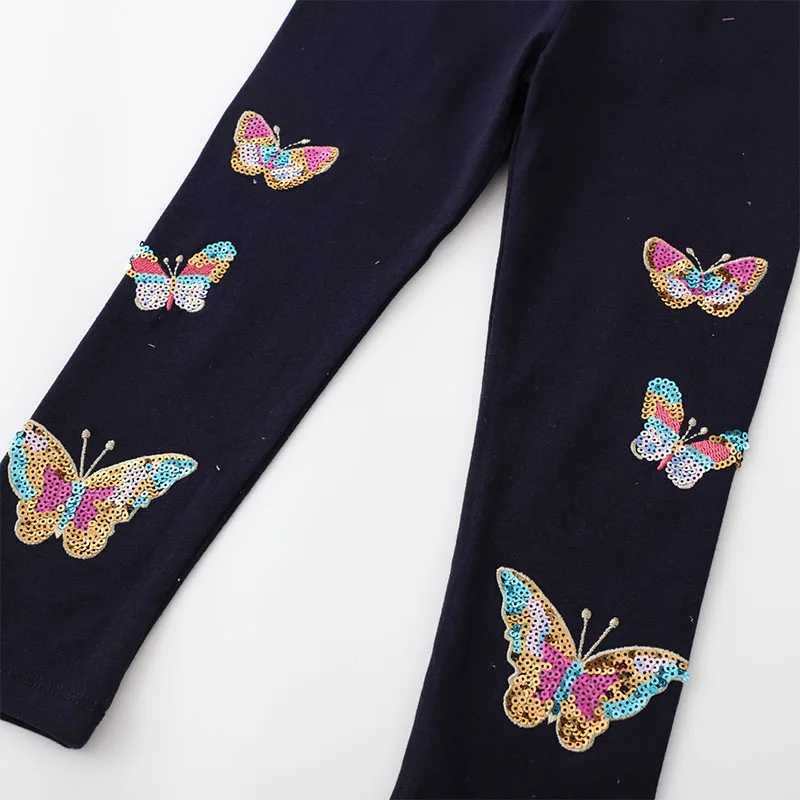 Little maven 2023 New Warm Leggings Clothes Child Girls Sequin Butterfly Leggings Autumn Basic Baby Girls Pants CottonT251024