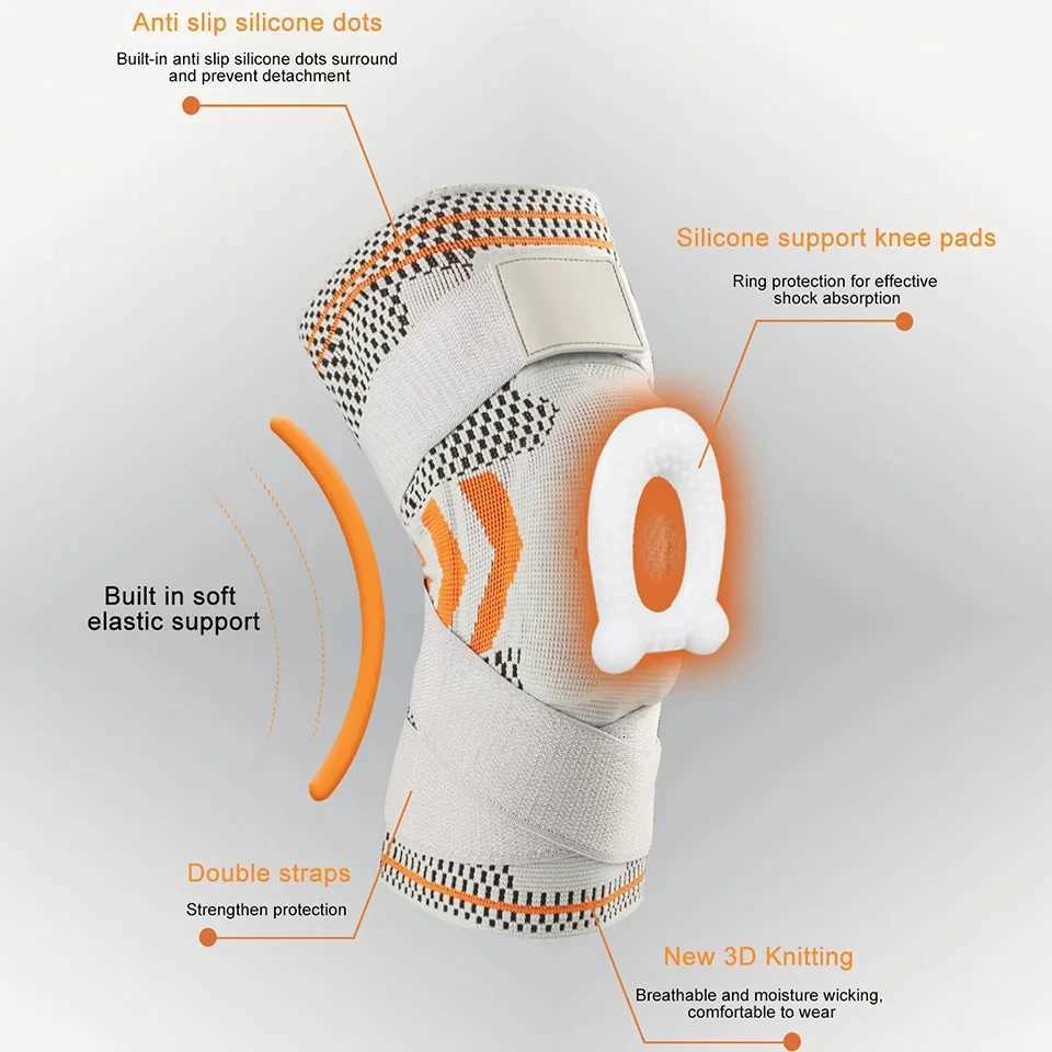 1Pcs Professional Knee Brace Compression Knee Sleeve with Patella Gel PadSide Stabilizers Knee Support Bandage for Pain ReliefW251024