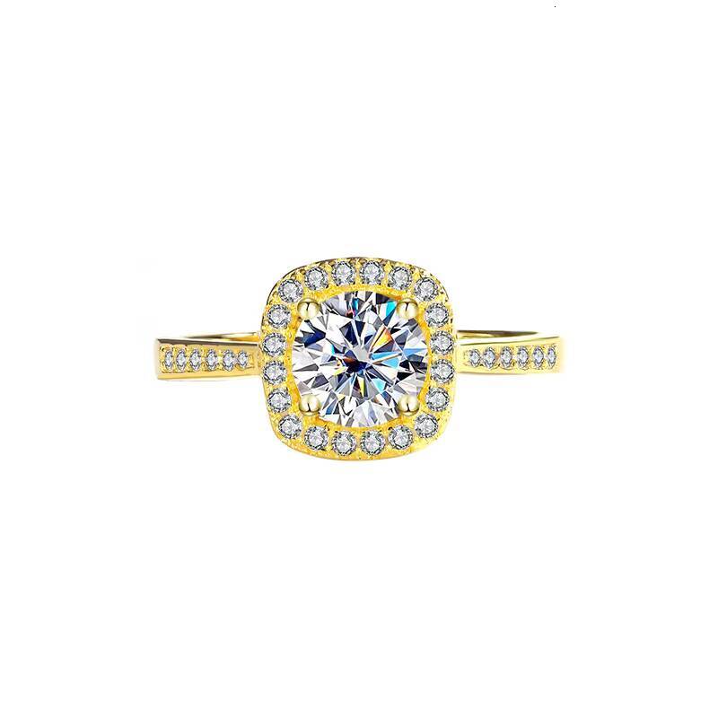 Luxurious 20 Grams White Bright Moissanite Engagement Ring 6Shaped Halo for Bride Lady Luxurious Quartz Rings