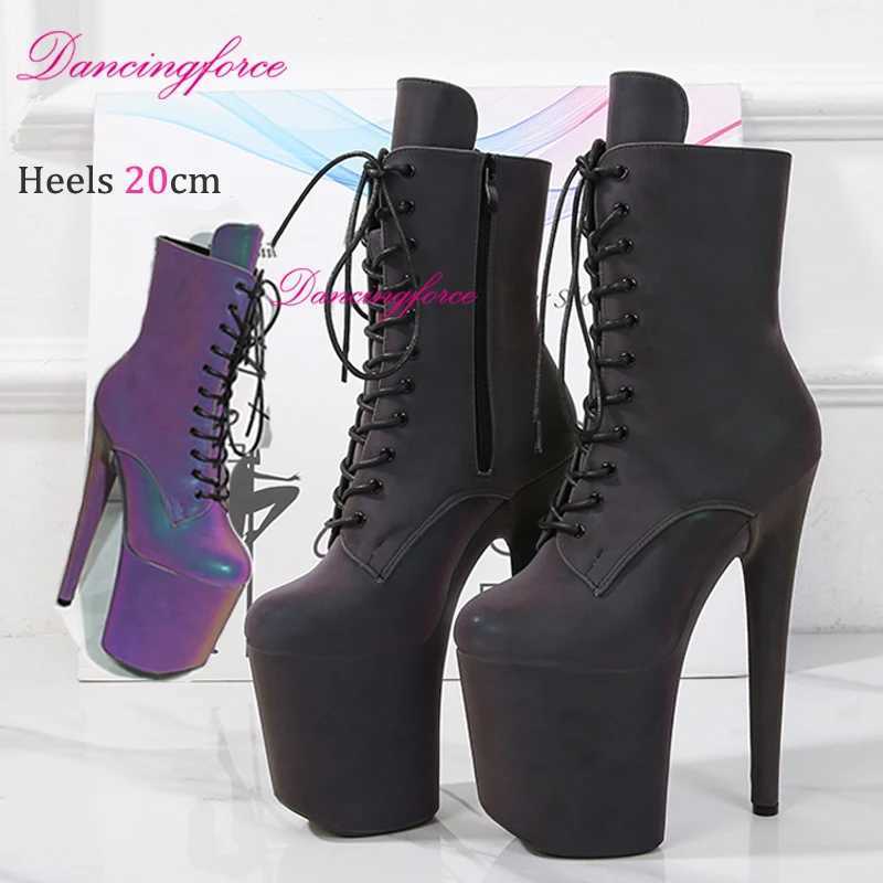 20CM8Inch Luminous PU Exotic Pole Dancing Boots Night light Holographic Reflective Stripper Platform Party High Heels Shoes W251024