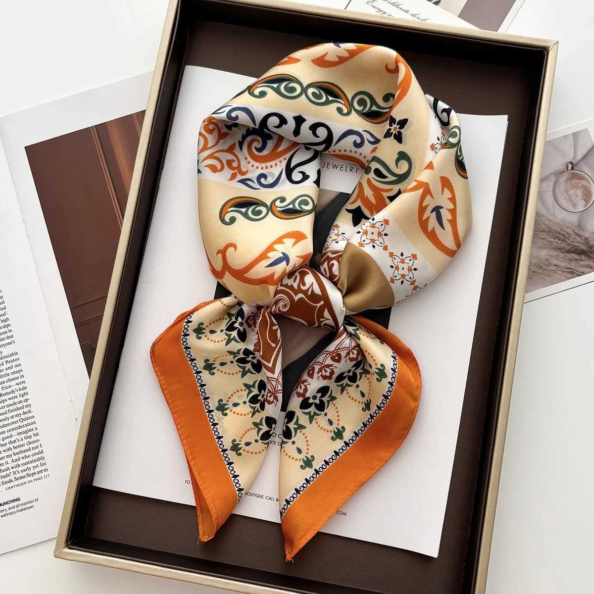 ral Print 70cm Satin kerchief Wen Luxury Design Neck Tie Scarf Fem Hair Hand Wrist Foard Shl Hijab Bandana New Y251024