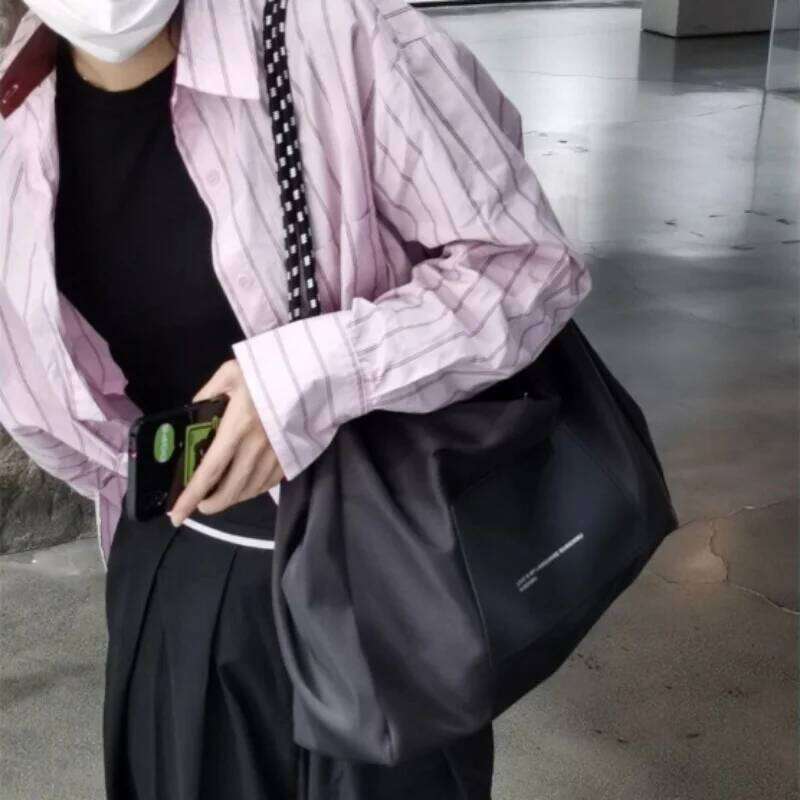 Trendy High-Capacity Simple Japanese Gym Bag Vintage All Match Y2k Aesthetic Women's Handbags Korean Casual Sports Shoulder Bags