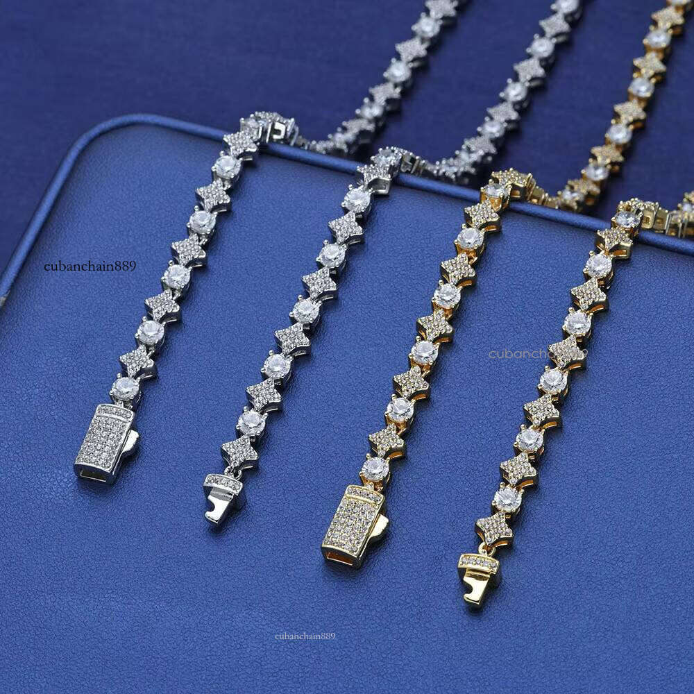 Hip hop jewelry bracelet necklaceWholesale Trendy Jewelry Sterling Sier Moissanite Cross Star Tennis Chain Bracelet for Men Parties