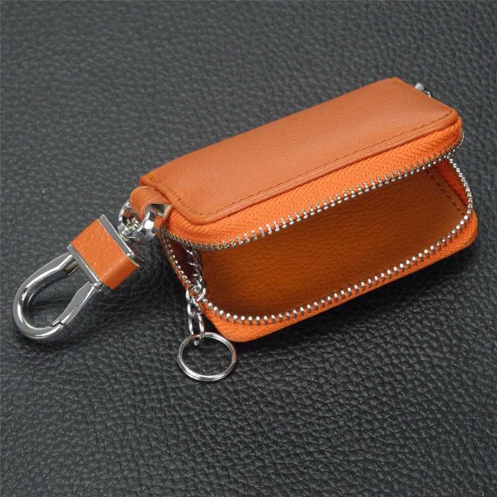 jingyuqin Fashion Genuine Leather Car Key Wallets Men Key Holder Housekeeper Keys Organizer Women Zipper Case Bag Pouch Purse Z251023