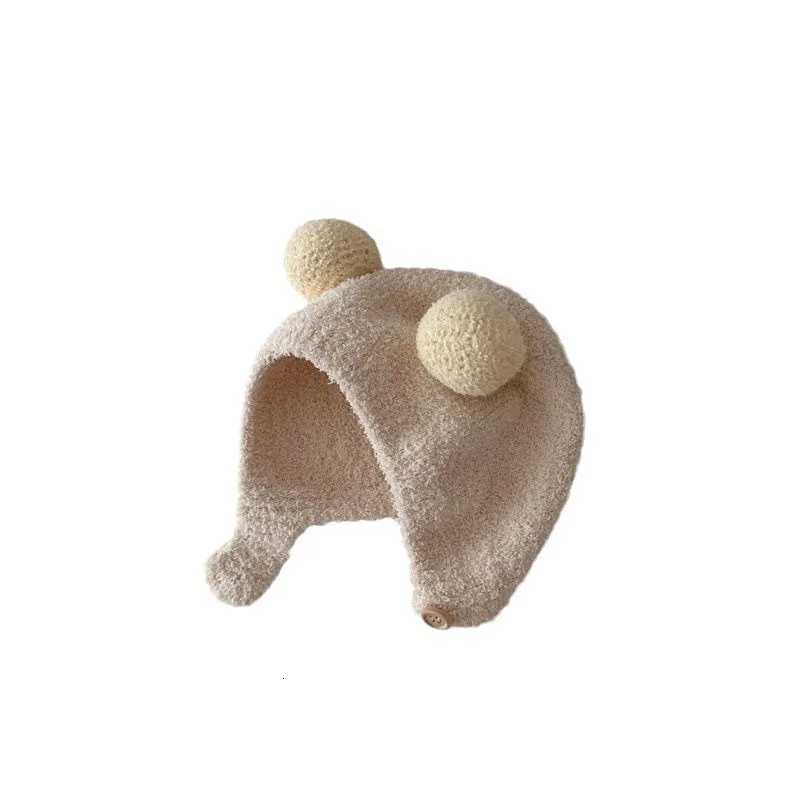 Korean Style INS AutumnWinter New Baby Ear Protection Cap Warm Comfortable Double Ball Soft And Supple Head Cap TrendyL251024