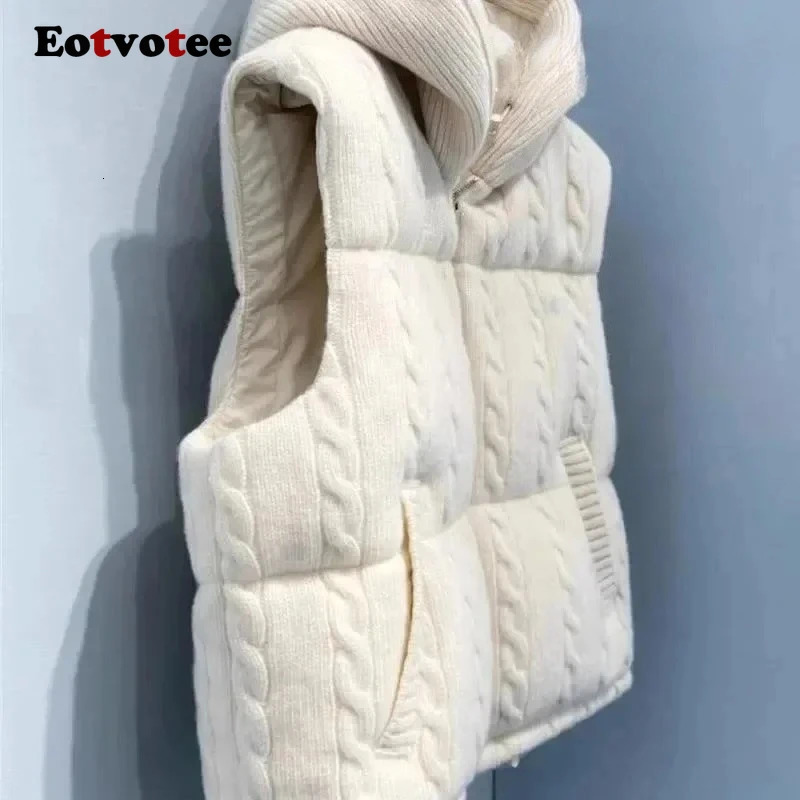 EOTVOTEE Jacket Vest Parkas for Women Hooded Sleeveless Chic Casual Zipper Coat Autumn Winter Fashion Solid Female Thermal Vests 251021