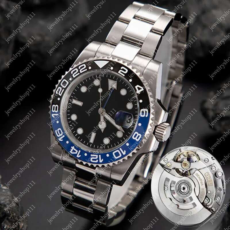 Pepsi gmt batman mens watch batgirl man watches 40mm 3285 movement 904l jubilee bracelet ceramic bezel black dial root beer Left-handed Male wristwatch