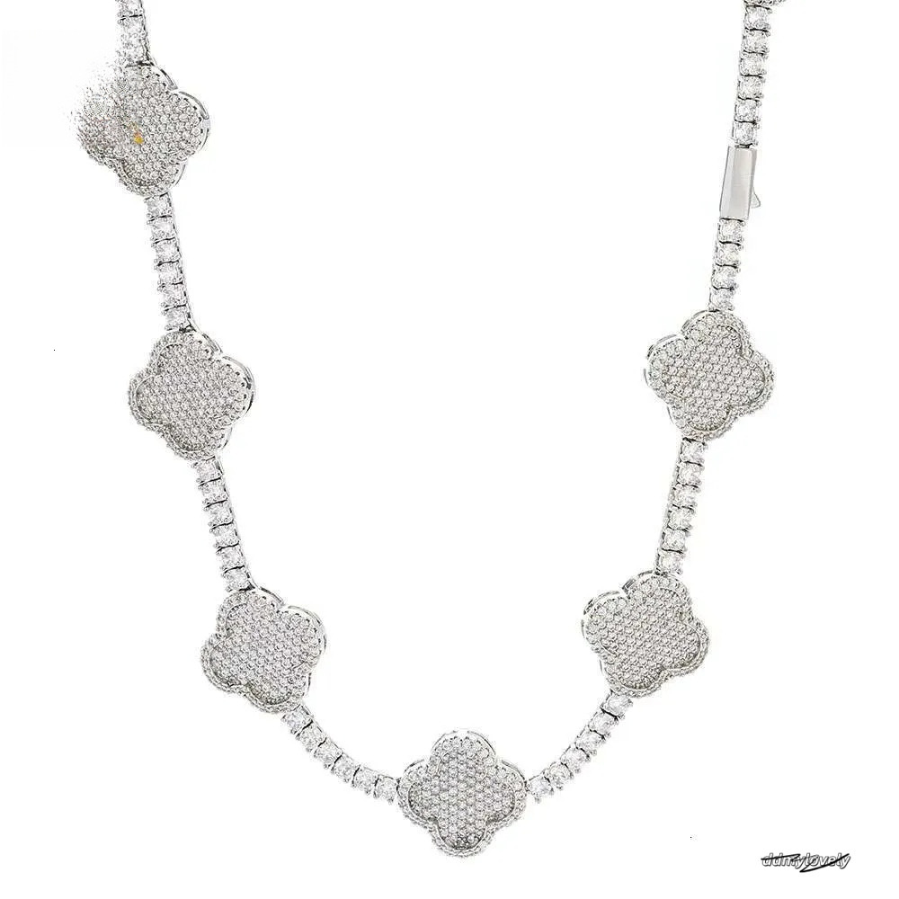 Iced Out Tennis Chain Micro Pave Cubic Moissanite Necklace: Wholesale Bling Dia Hip Hop Jewelry For Women Party Gift Ddmylovely