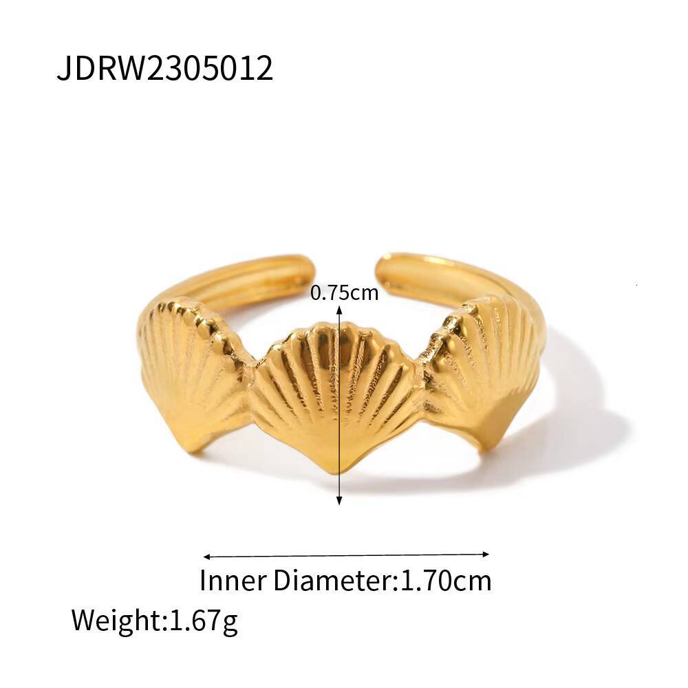 Factory Direct Sales French West Coast Beach Series Simple 18k Gold Stainless Steel Engraved Ring