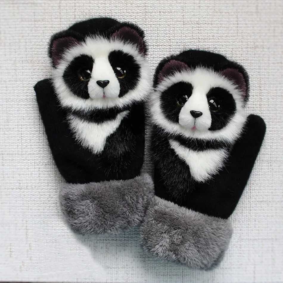 1pair Thick Warm Kids Gloves Winter Finger Mittens Cute Cartoon Girls Hairy Children Christmas Gifts Y251024