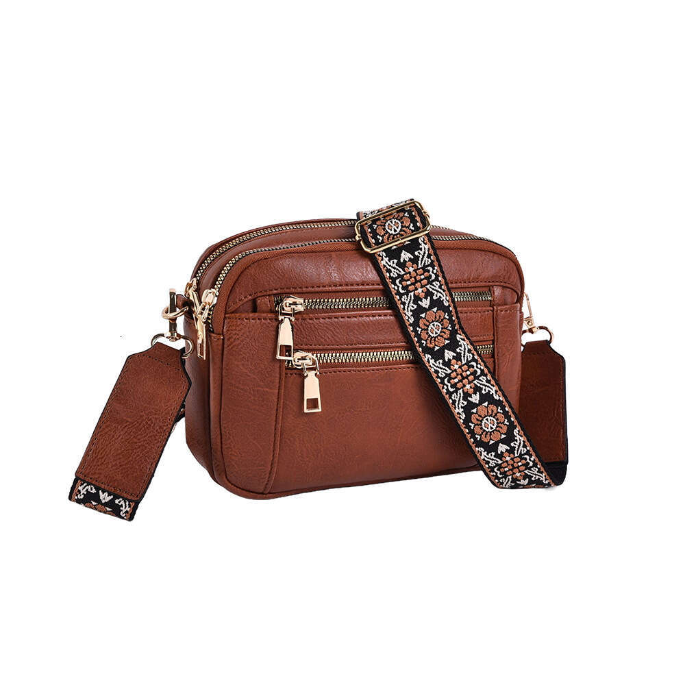 New Versatile Casual PU Women's Simple High-end Shoulder Large Capacity Wide Strap Crossbody Bag Trendy