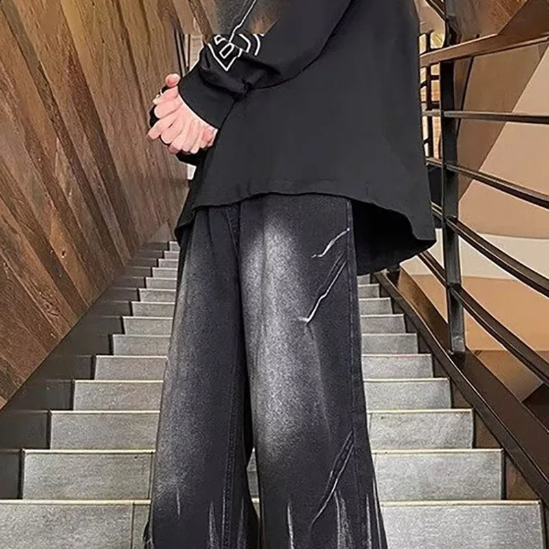 Autumn And Winter Dye Jeans Mens Denim Casual Straight Leg Pants Baggy HipHop 251018