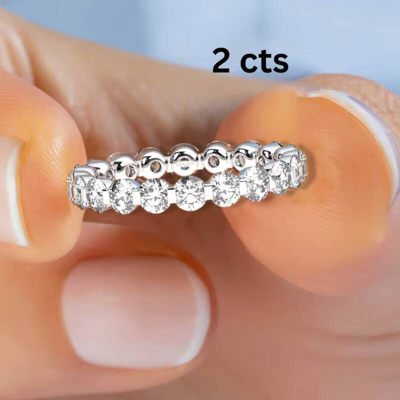 14K Gold Plated Moissanite Ring VVS Diamond Womens Full Eternity Anniversary VVS Engagement Ring