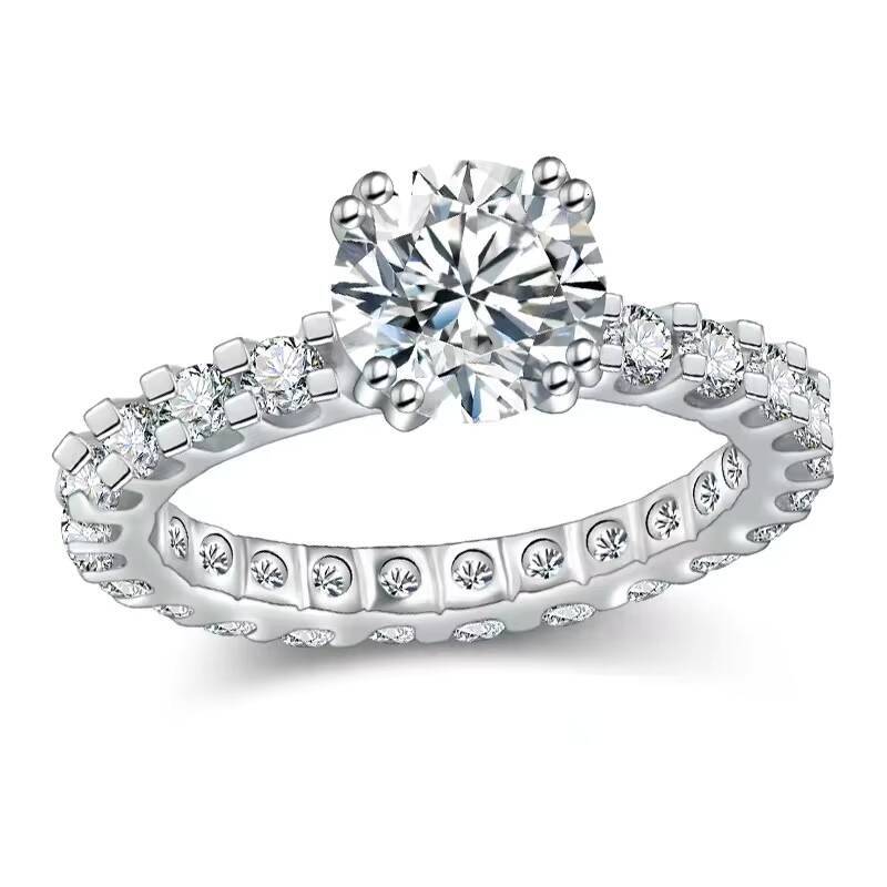 S925 Sterling Silver Plated 18K White Gold Diamond Ring with 20ct Dcolor VVS Moissanite Fashionable Luxury Moissanite Ring