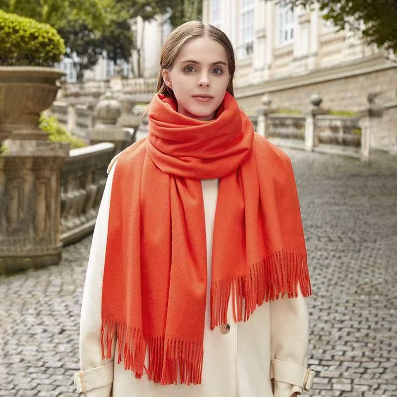 T2131 wool scarf autumn and winter Korean style atmosphere cashmere scarf female winter new ladies shawl solid color scarf versatile