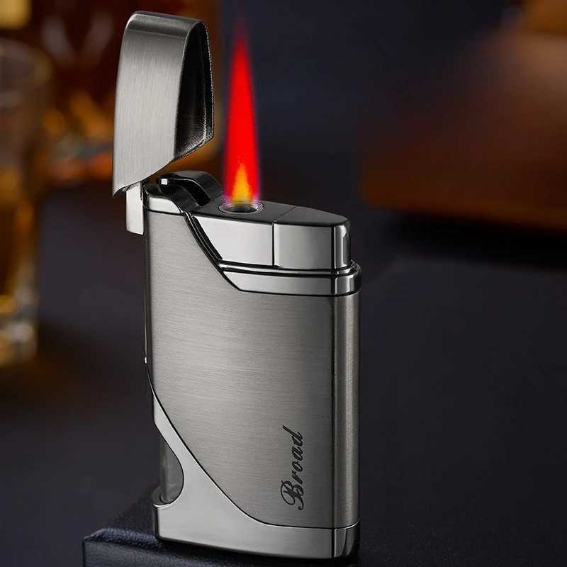 Portable Small Windproof Red Flame Gas Lighter Largecapacity Visual Window Creative Gift for Men and Women Highvalue Lighter D251024