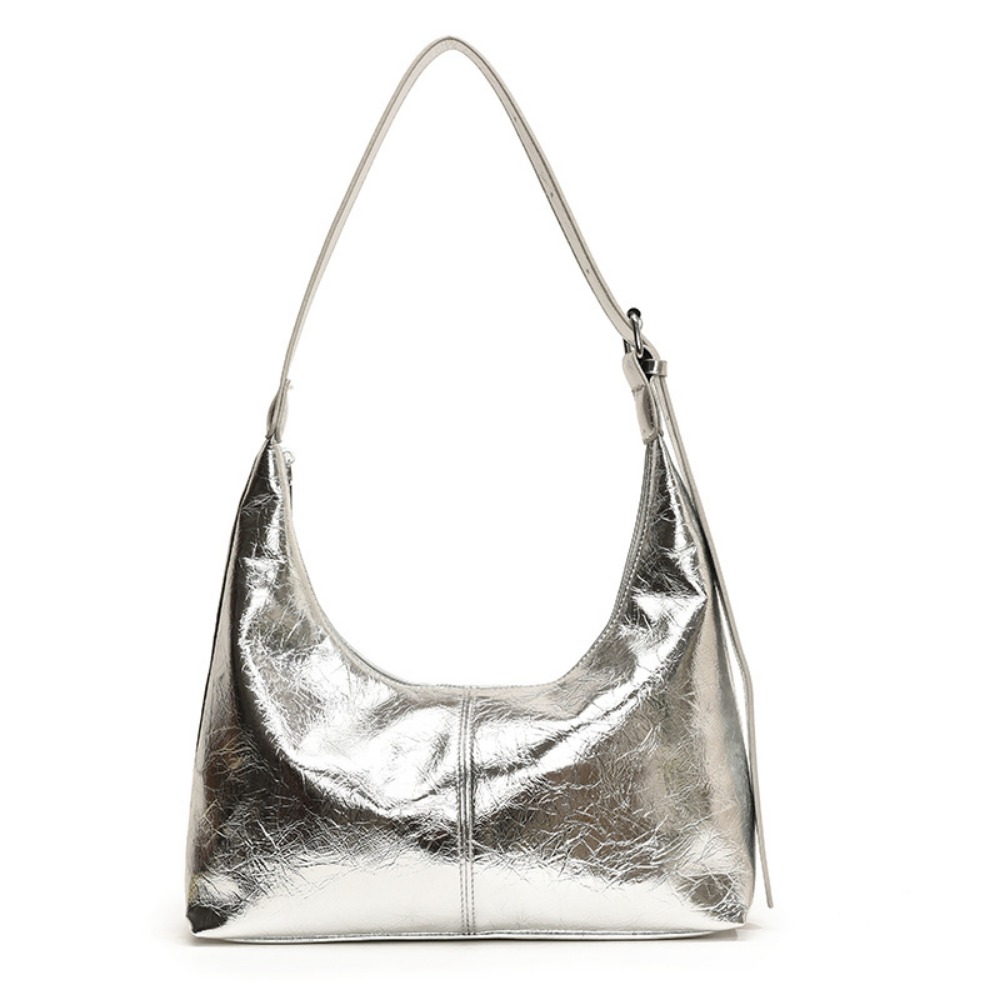 Chic Contemporary Hipsack by Ladies' Trendsetters Shimmering Silver Crossbody Pouch