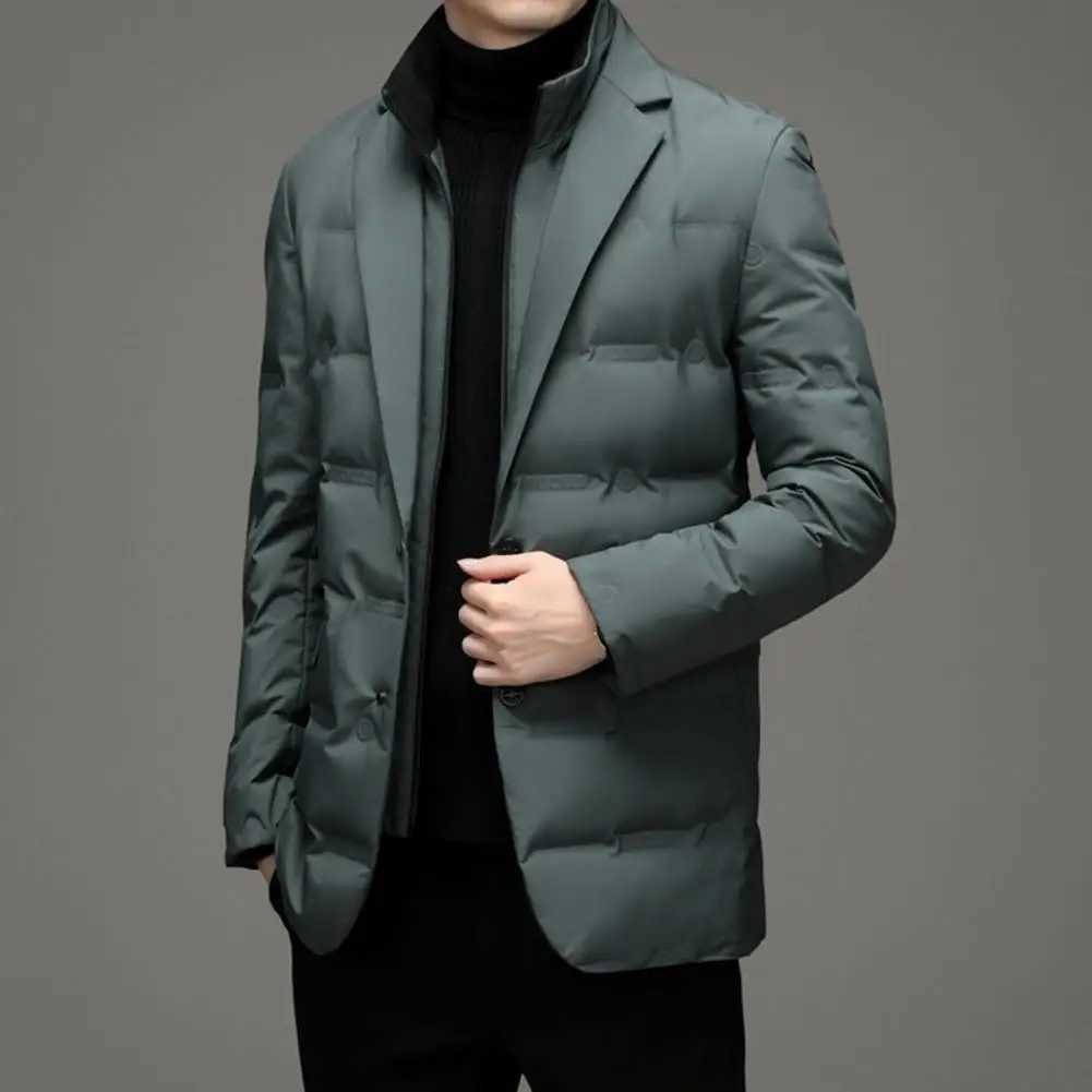 Winter Mens Coldproof Windproof Down Jacket Suit Scarf Collar Simple Down Jacket Male Clothing Z251024