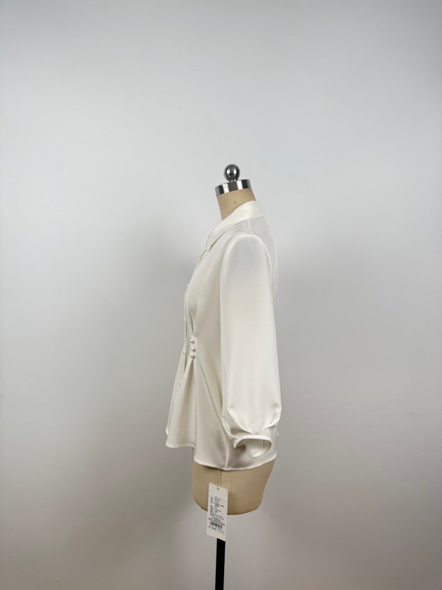 Simple, Sophisticated, Elegant, Light Luxury Silk Blouse with Waist Cinching JYS11016