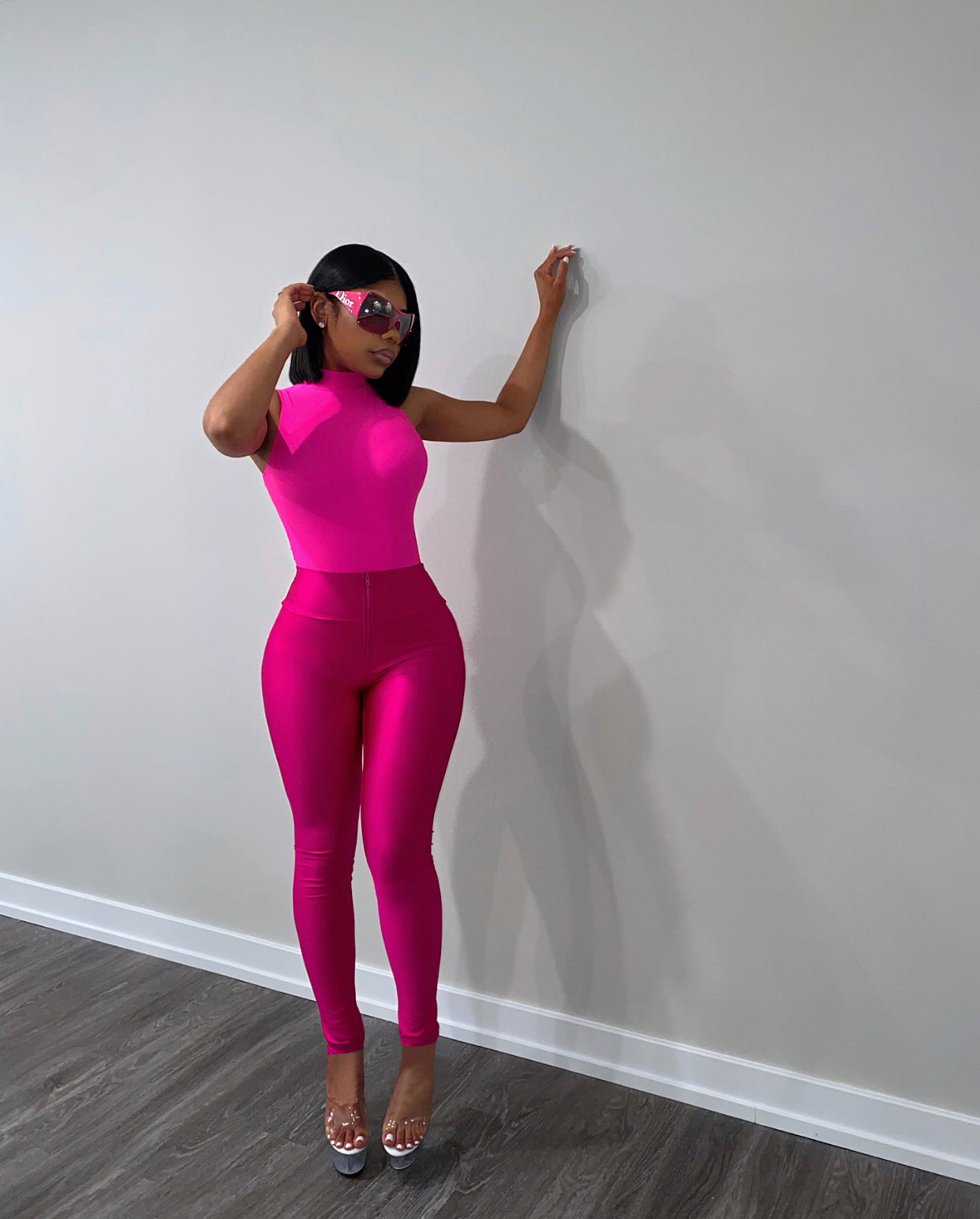 Women's 25 Summer Solid Color Elastic Zipper Casual Sports Pants