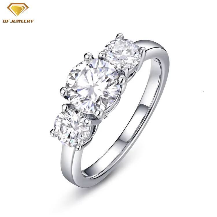 Solid 925 Silver Women Jewelry White Gold Moissanite Ring
