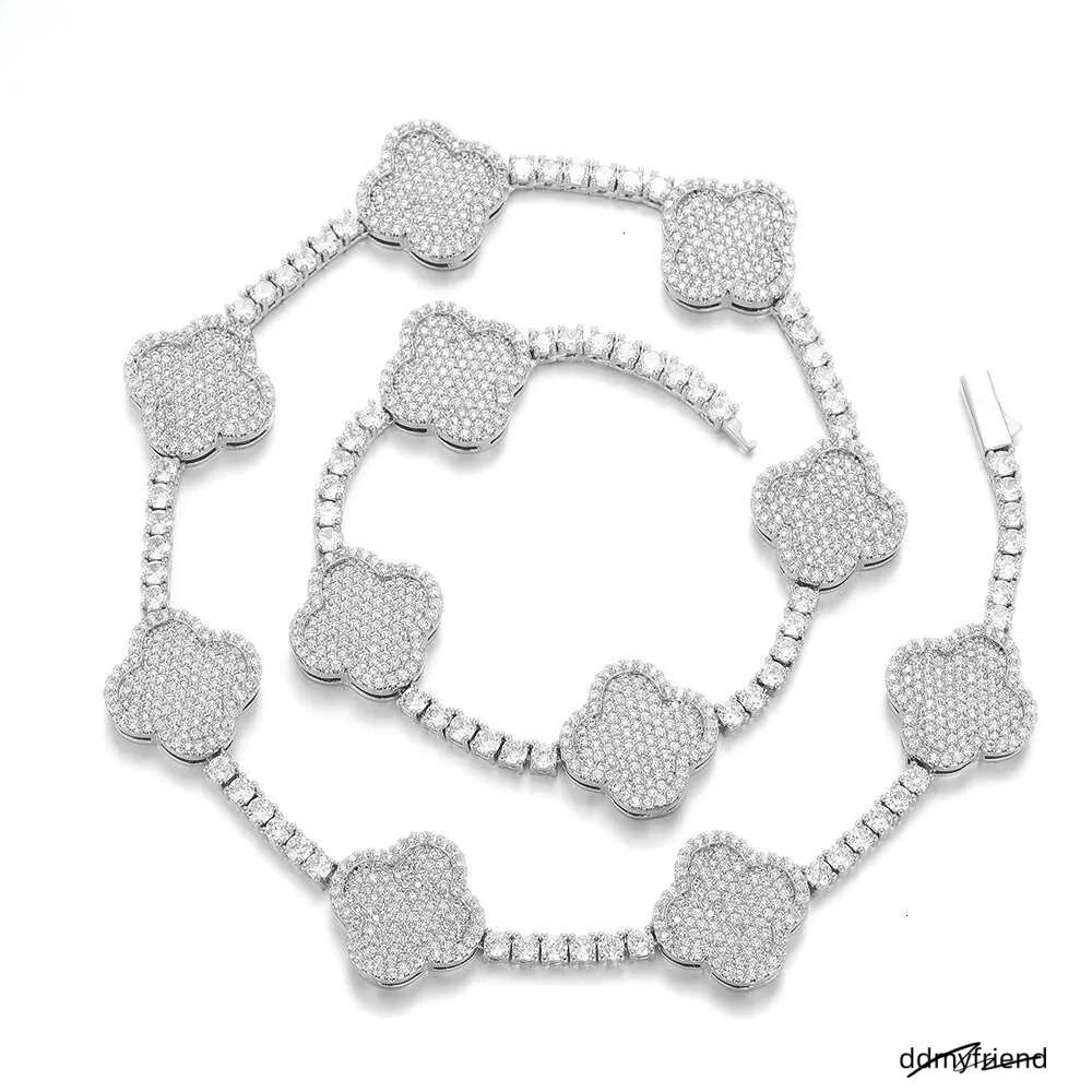 Iced Out Tennis Chain Micro Pave Cubic Moissanite Necklace: Wholesale Bling Dia Hip Hop Jewelry For Women Party Gift Ddmyfriend